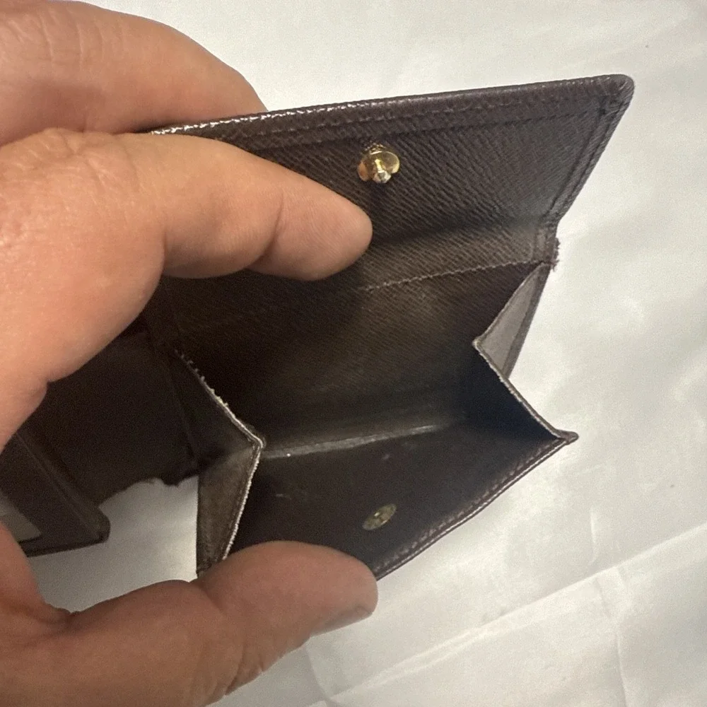 Louis‎ Vuitton Damier Ebene Multiple Bifold Wallet Monogram Slender Canvas Brown